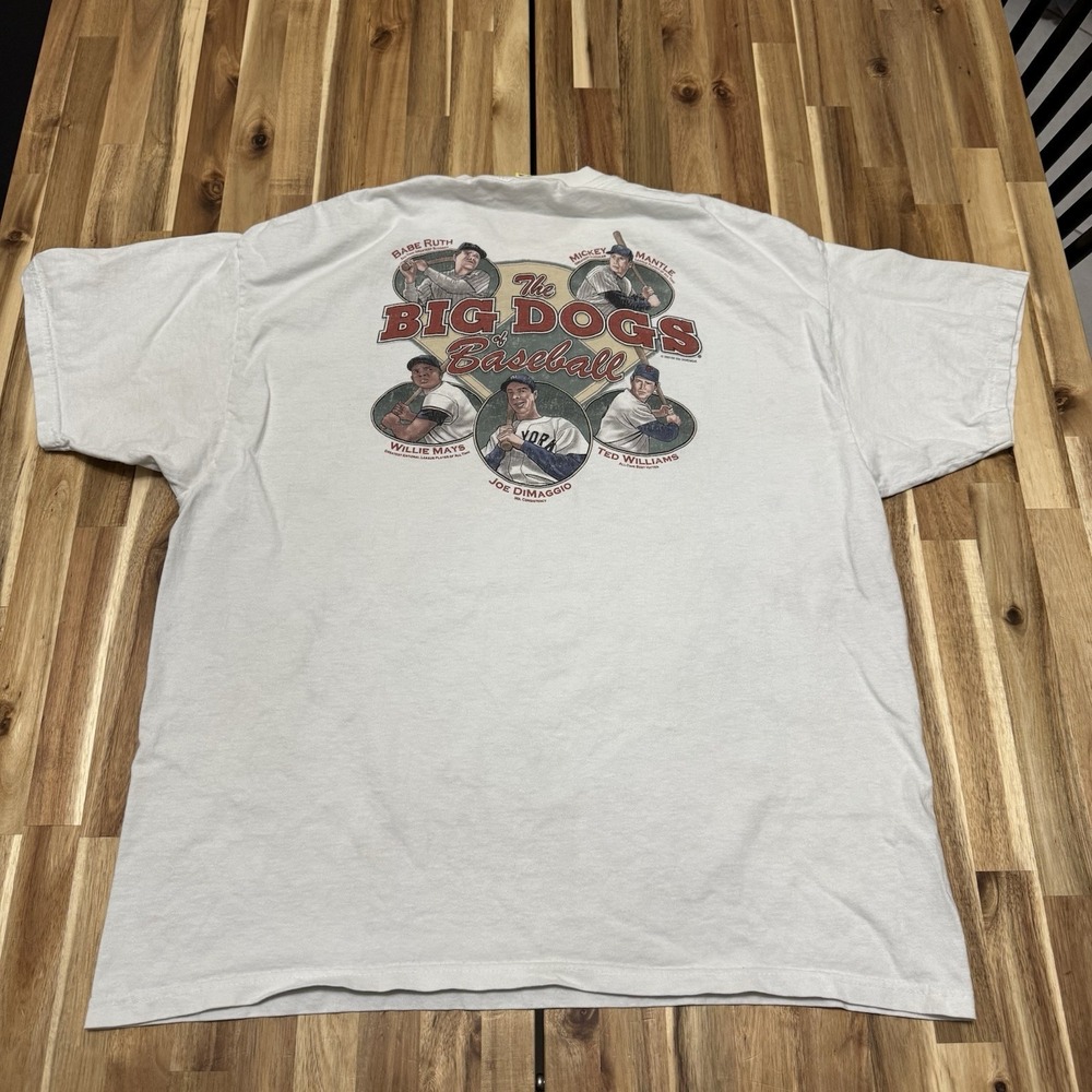 Vintage Big Dogs Shirt Mens XL White Baseball Legends Double Sided Parody Y2K